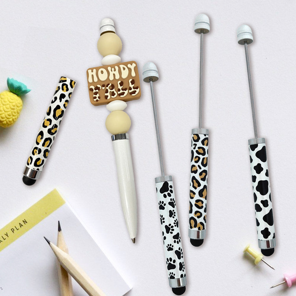 Wholesale Beadable Pens Stylus Pen Cow Print Leopard Print Dog Paw DIY for Beaded Metal Touch Pen